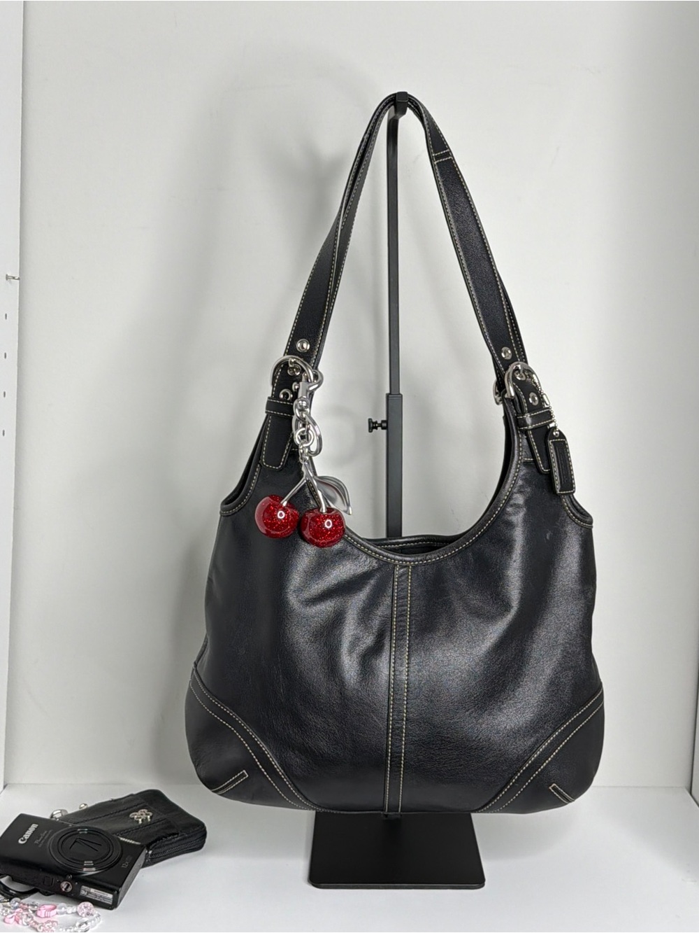 Black Leather Coach Hobo Bag 9249